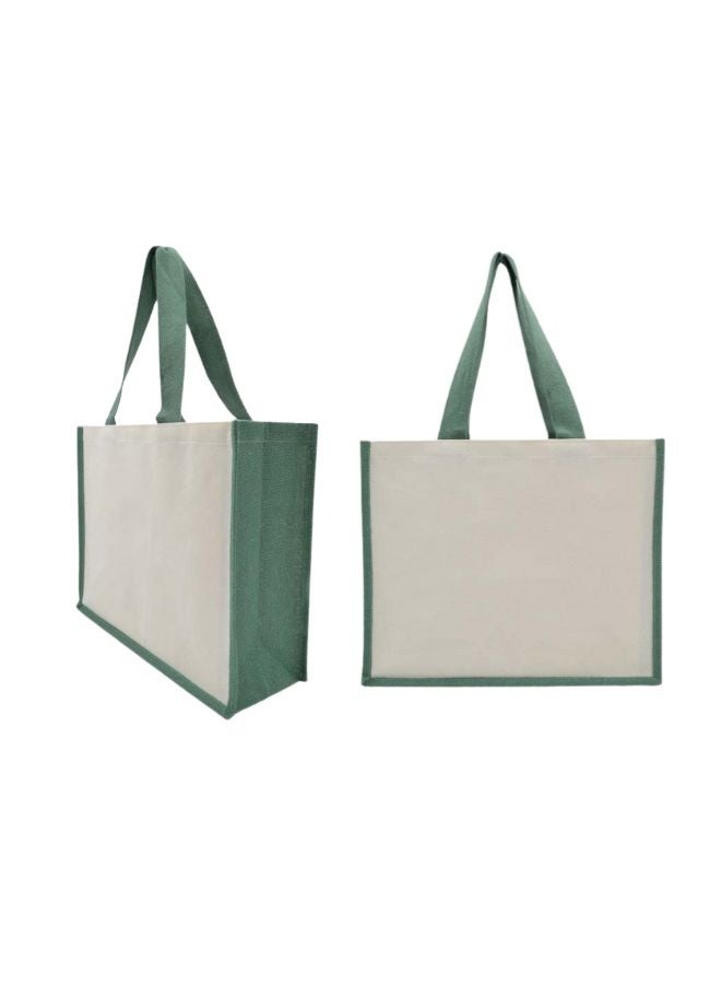 Fatio Set of 10 Green Jute & Cream Canvas Eco-Friendly Bags – Durable & Stylish - Image 3